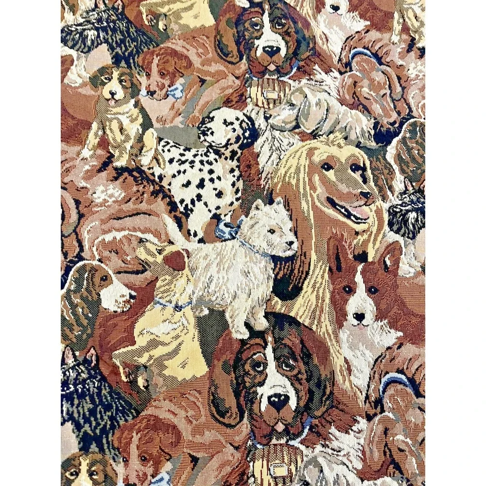 Tapestry Dog Print Fabric Remnant Piece See Pictures for Measurements Vintage